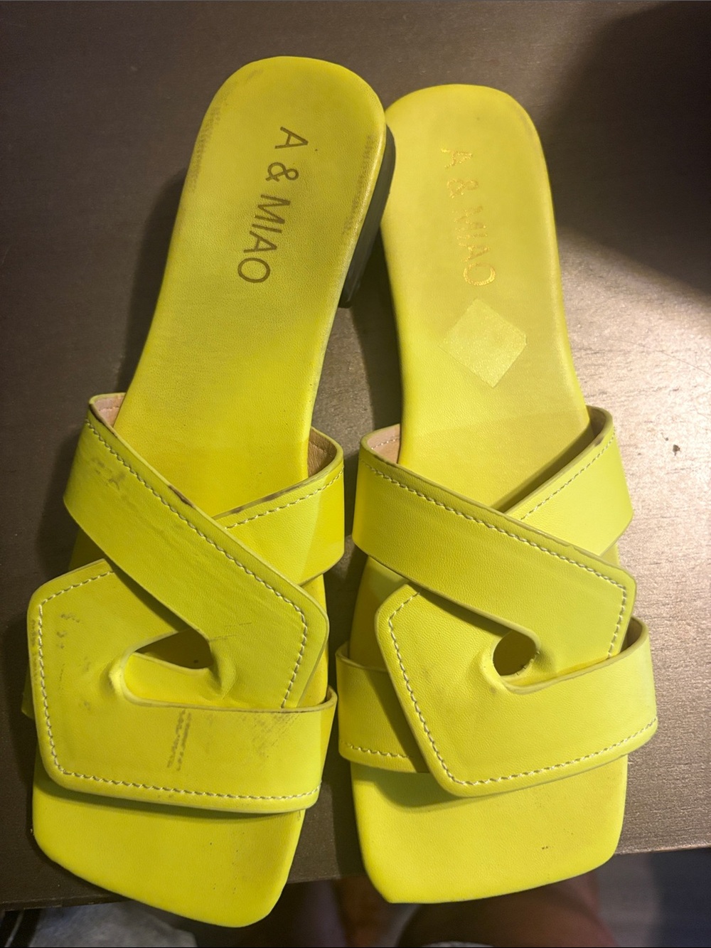 A & Miao Neon Yellow Slide Mules